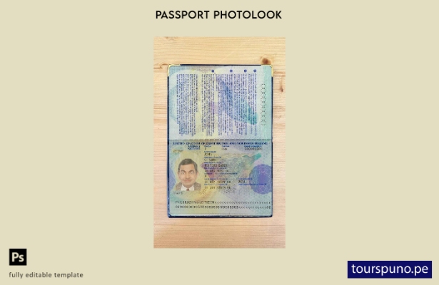 Plantilla de apariencia de foto de pasaporte del Reino Unido lista para imprimir